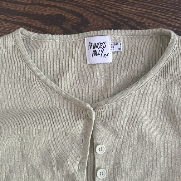 princess polly cropped cardigan (light green) - Picture 2 of 2